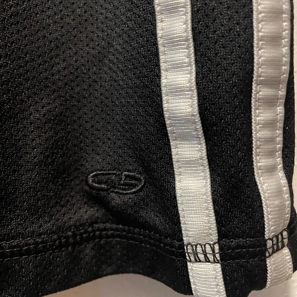 Champion athletes short black with white stripes size large women’s